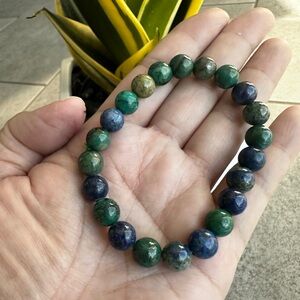 Azurite 8mm Bead Bracelet – Natural Gemstone from Brazil